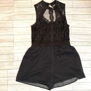 Exhilaration sleeveless romper, with lace